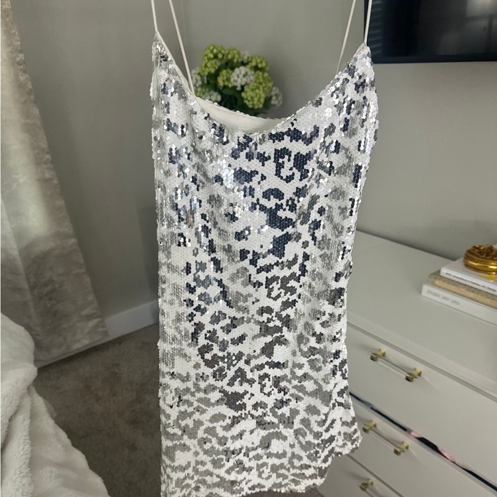 Silver Sequin Cami Dress